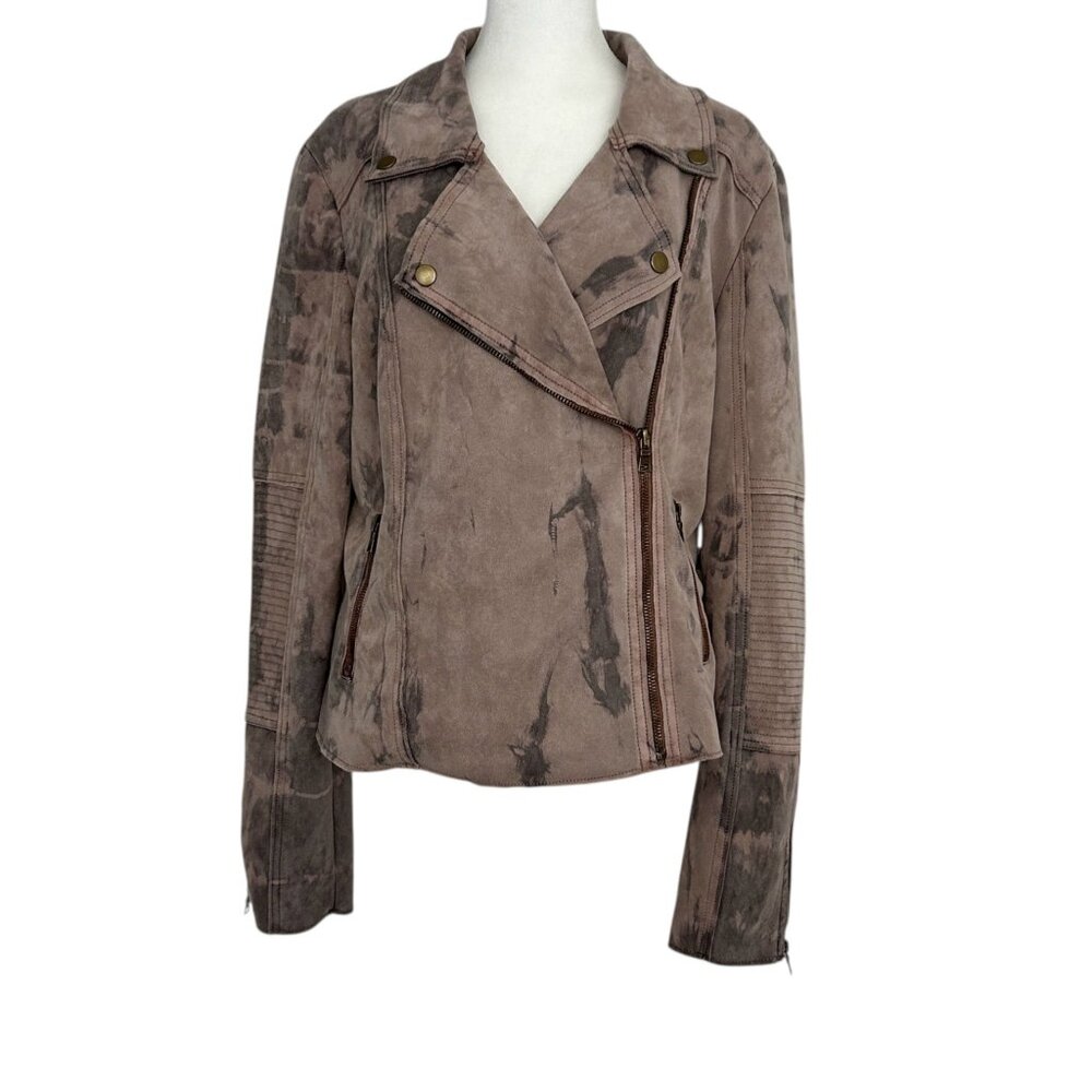 Marrakech Anthropologie Faux Suede Soft Draped Moto Tie Dye Jacket NWT (M)